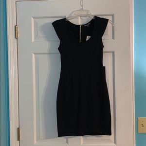 Black body-con gold zipper dress | Express